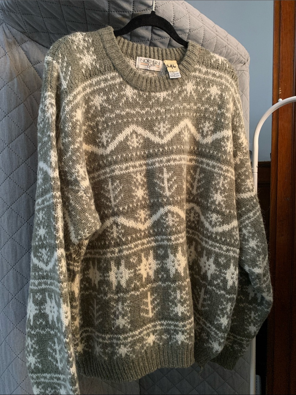 Olive & Cream Fair Isle Crewneck Sweater - Men